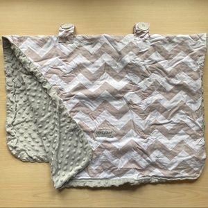 Car seat canopy chevron white and tan soft grey